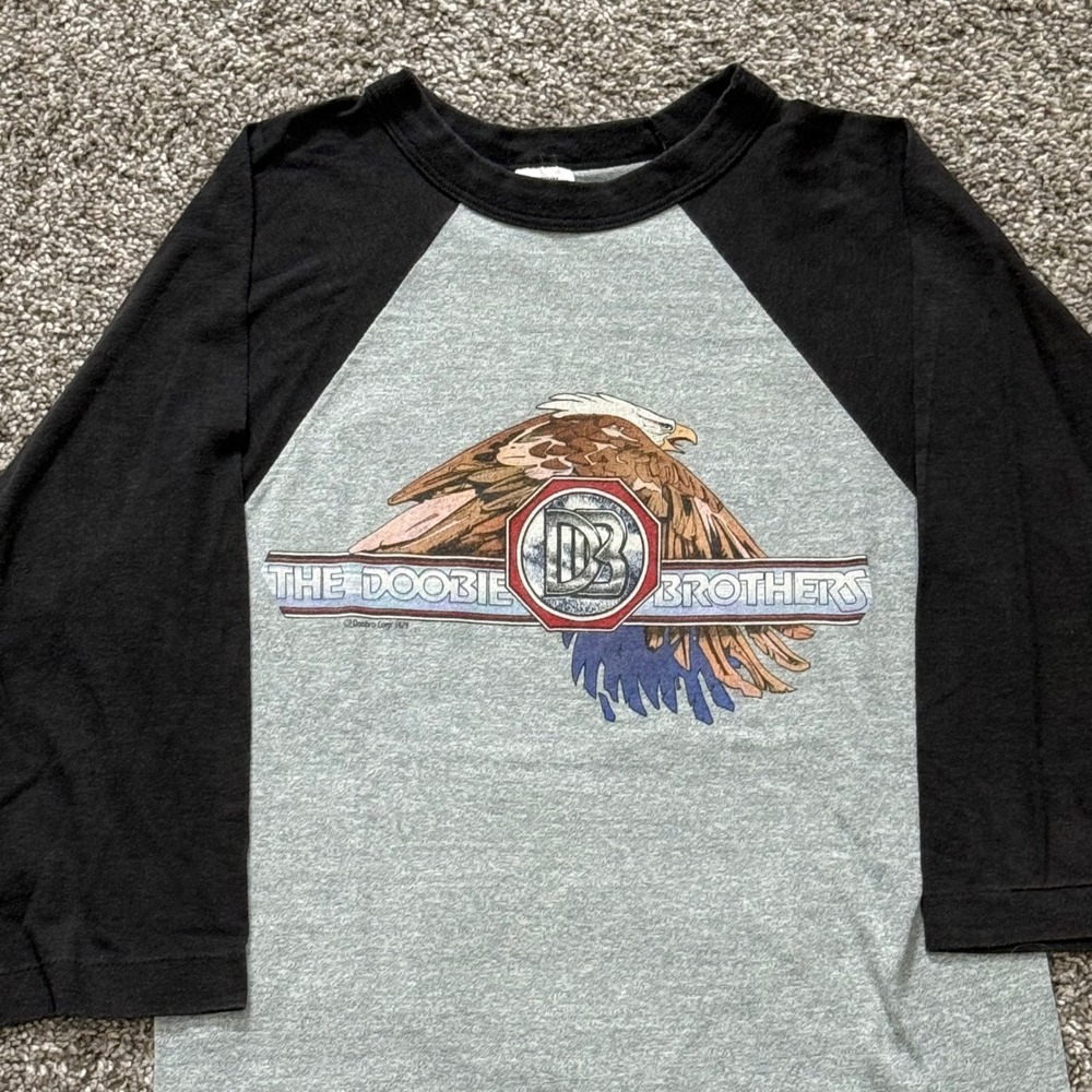 Vintage 1982 The Doobie Brothers Farewell Tour Baseball Tee Gray Black Mens M - Picture 2 of 6